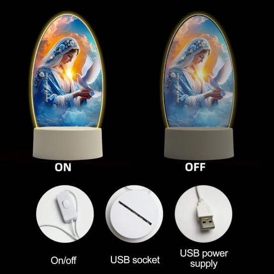 Guadalupe Virgin Prayer Lamp USB Powered Warm Light Soft Glow Catholic Night Light LED Religious