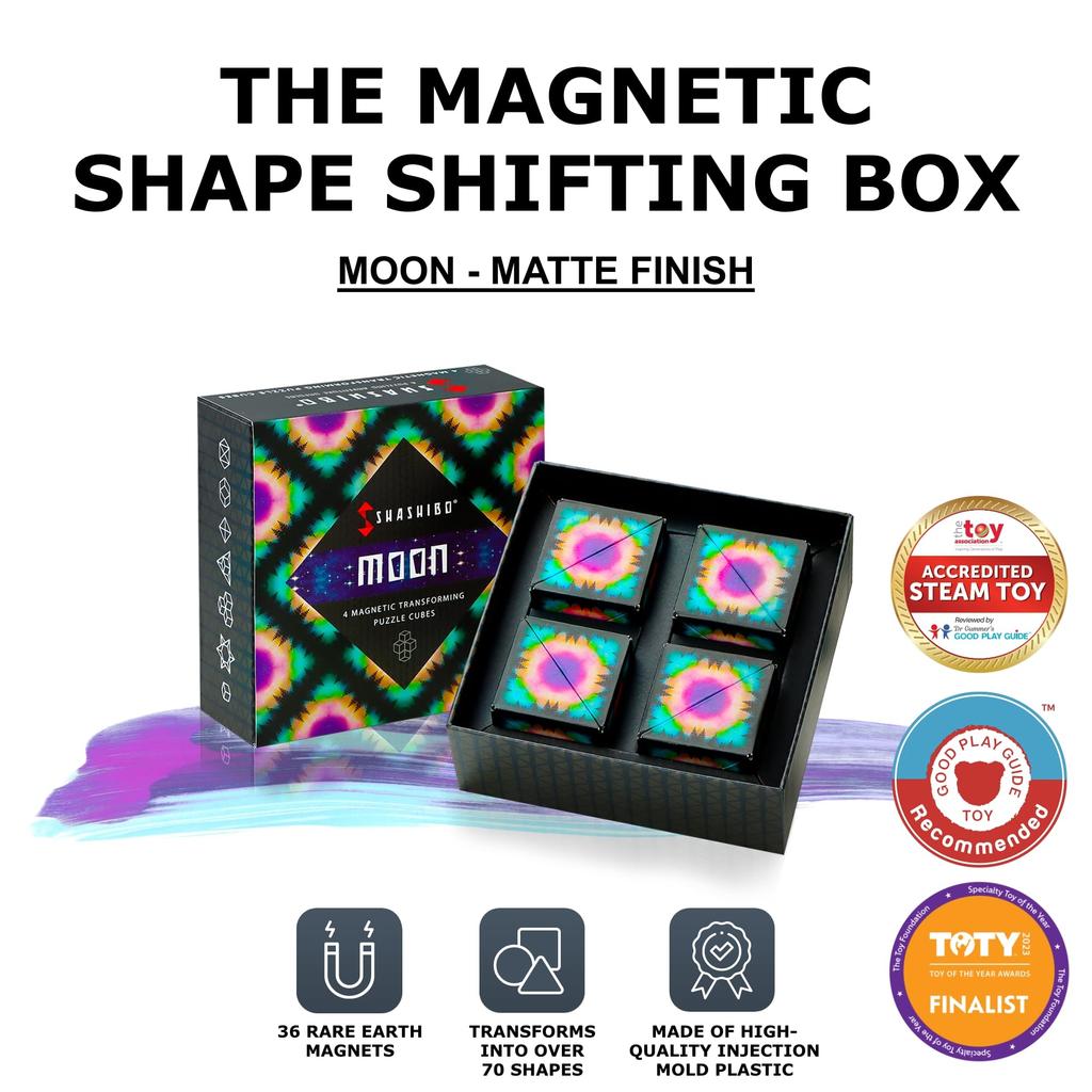 Кубик-фиджет SHASHIBO, 4 предмета в подарочной коробке, отмеченный наградами и запатентованный, поставляется с 36 редкоземельными магнитами, 3D Magic Cube, Shashibo Cube