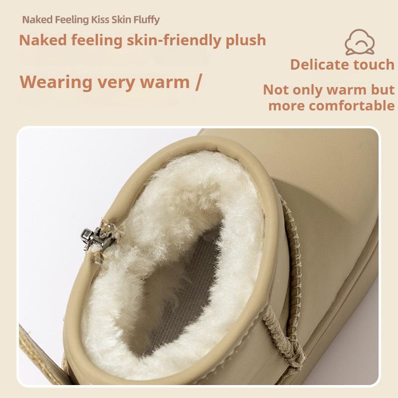 Теплые хлопковые флисовые ботинки для мальчиков, детские высокие зимние сапоги, детские однотонные флисовые зимние ботинки