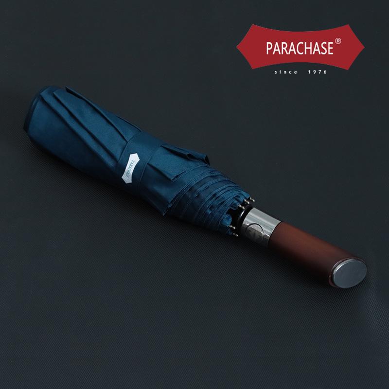 PARACHASE автоматический 121 см очень большой складной зонт из дерева в стиле ретро - идеально подходит для солнца и дождя