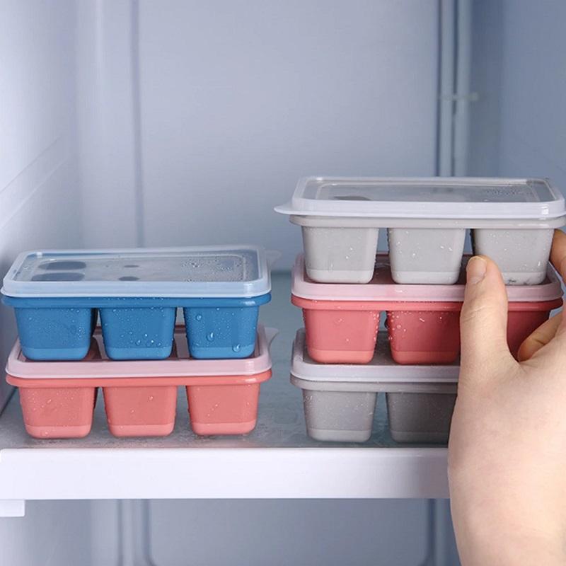 Силиконовый лоток для кубиков льда с крышкой, 6 кубиков желе, формы для замороженных продуктов, легкосъемные для виски, коктейлей, колы, детского питания и напитков