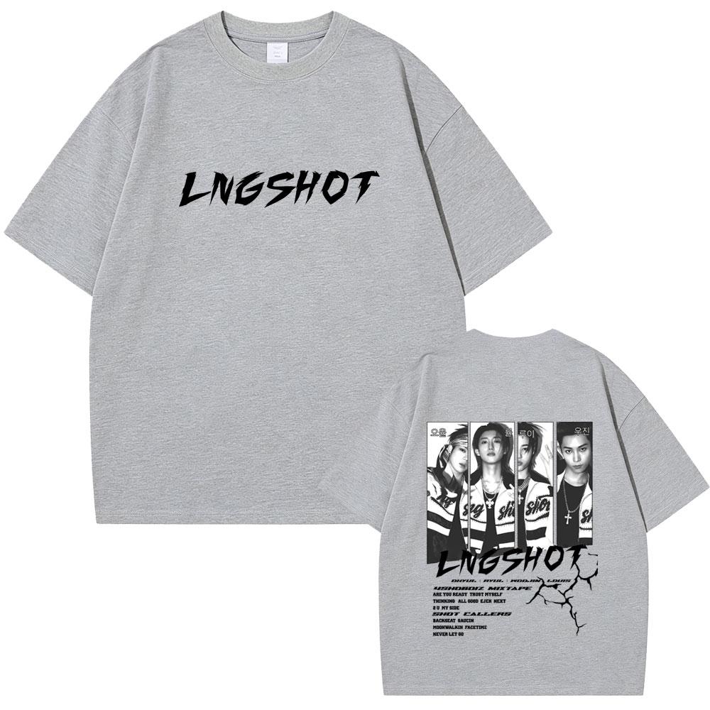 Корейская группа Lngshot 4SHOBOIZ МИКСТЕЙП Shot Callers Футболка Унисекс Женская K-pop Мода Уличная одежда Унисекс Повседневная Мягкие хлопковые футболки