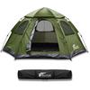 FIELDOOR Tent for 5 People Hexagon Type Width 305cm X Depth 260cm X Height 145cm Setup Just by Pulling the One-touch [Khaki] (Easy String!)