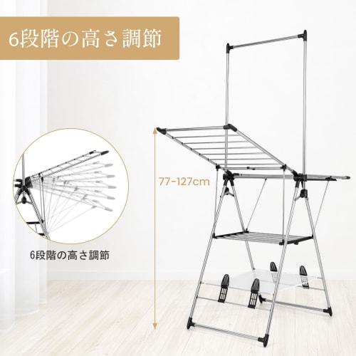 Giantex Folding Clothes Drying Rack, No Assembly Required, 157.5cm Wide, with Rod, Laundry Dryer, Indoor Clothes Drying Rack, Towel Hanger, Clothes Dr