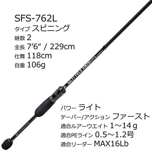 Удилище AbuGarcia Saltyfield SFS-762L для ловли на скалах и легкого спиннинга