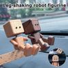 Shaking Wooden Man Figurine Car Decoration Small Ornaments Leg-swinging Robot Figurine Cute Wood Man Car Good Creative Gifts