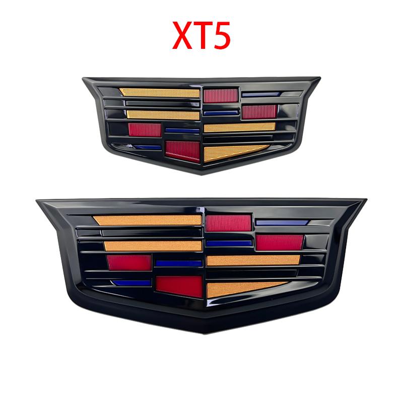 AABHV1 2PCS New Alloy Car Front Grille Emblem Rear Trunk Badge Stickers Decals for Cadillac XT5 2016-2025 Auto Modification Accessories