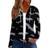 Women's Fashion Casual Zip Up Hooded Halloween Print Long Sleeve Sweatshirts Coat