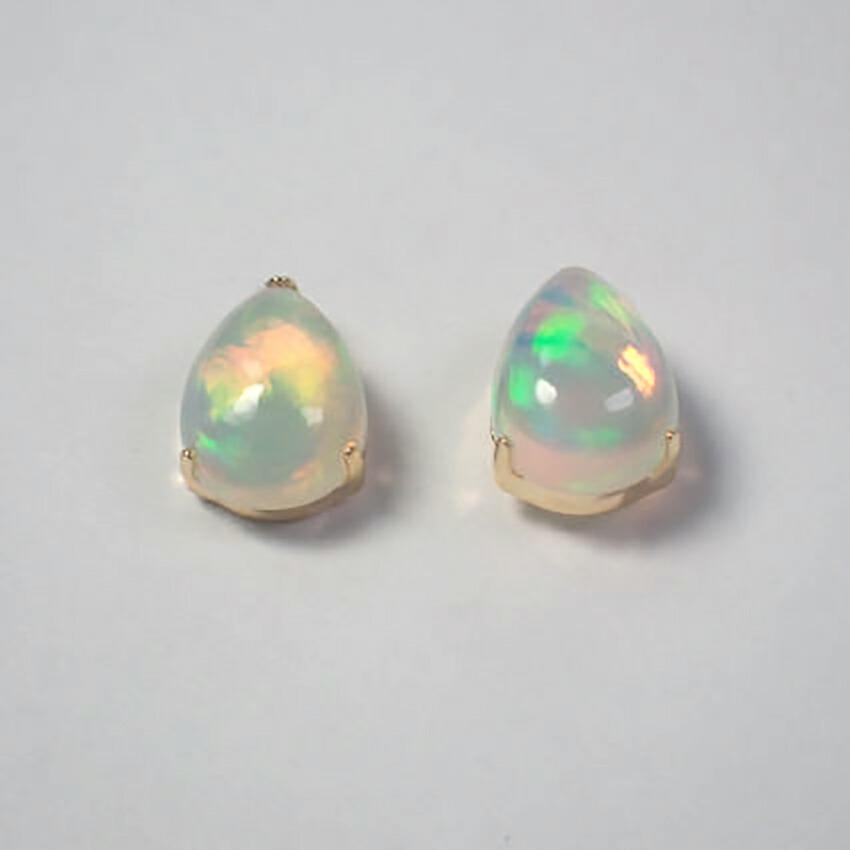 [New] K18 Pear Shape Opal Earrings [i11-7]