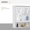 Wall Cabinet Bathroom Shelf 56L x 13W x 58H cm Double Mirror Door Adjustable Shelf MDF Grey