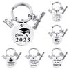 Graduation Gift Stainless Steel Keychain Rings Key Holder Creative Decorated Accessories