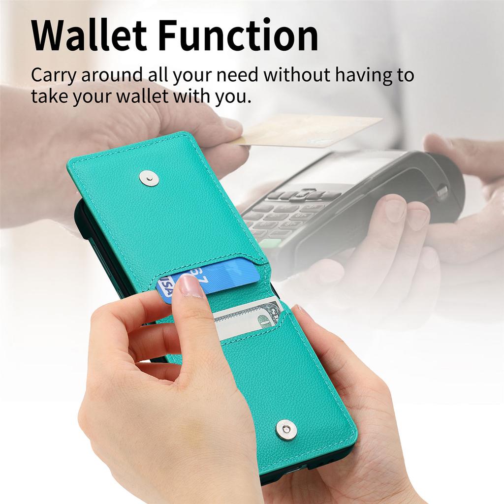 Anti-Falling Finger Ring Card Holder Leather Case for Samsung Galaxy Z Flip 4 Flip4 5G Flip3 Flip5 Flip 3 5 Zflip3 Phone Cover