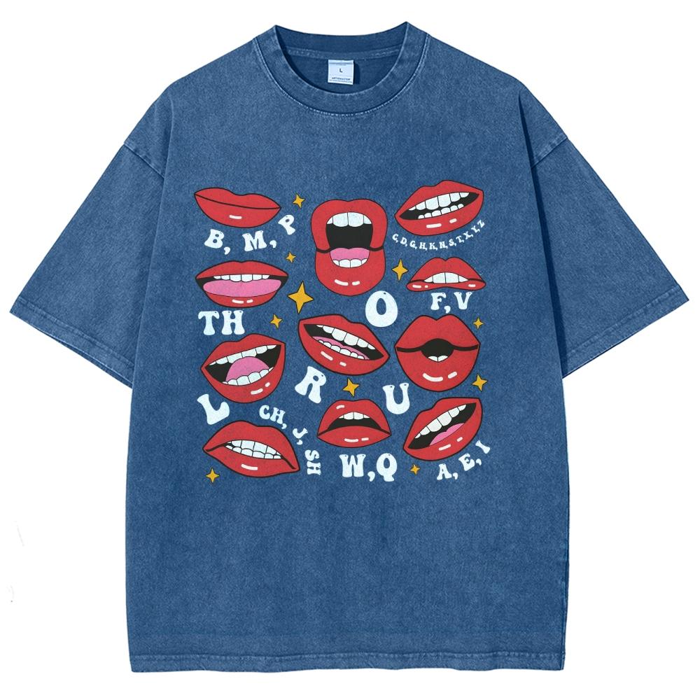 Красная женская футболка с принтом в виде губ из мультфильма, свободная, свободного покроя, унисекс, с круглым вырезом, коротким рукавом, винтажный дизайн