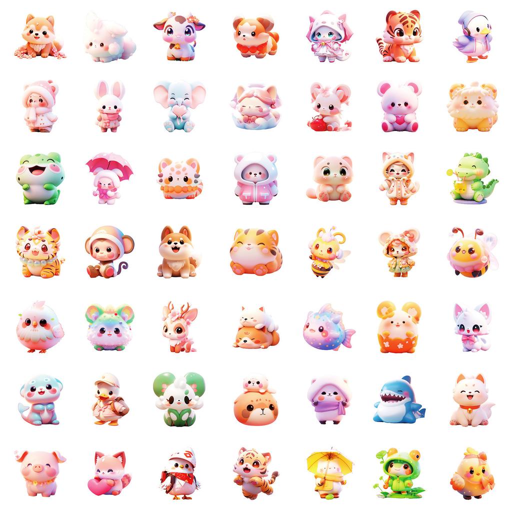 100 3D Маленькие Животные Мультяшные Милые Наклейки Кит Панда Кот Наклейки DIY Украшение Чемодана Блокнота