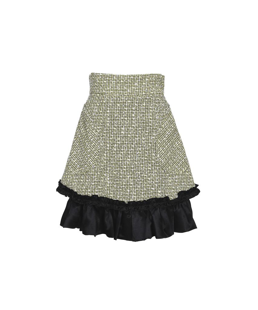 Bimuet Yellow Tweed Two-Tiered Skirt