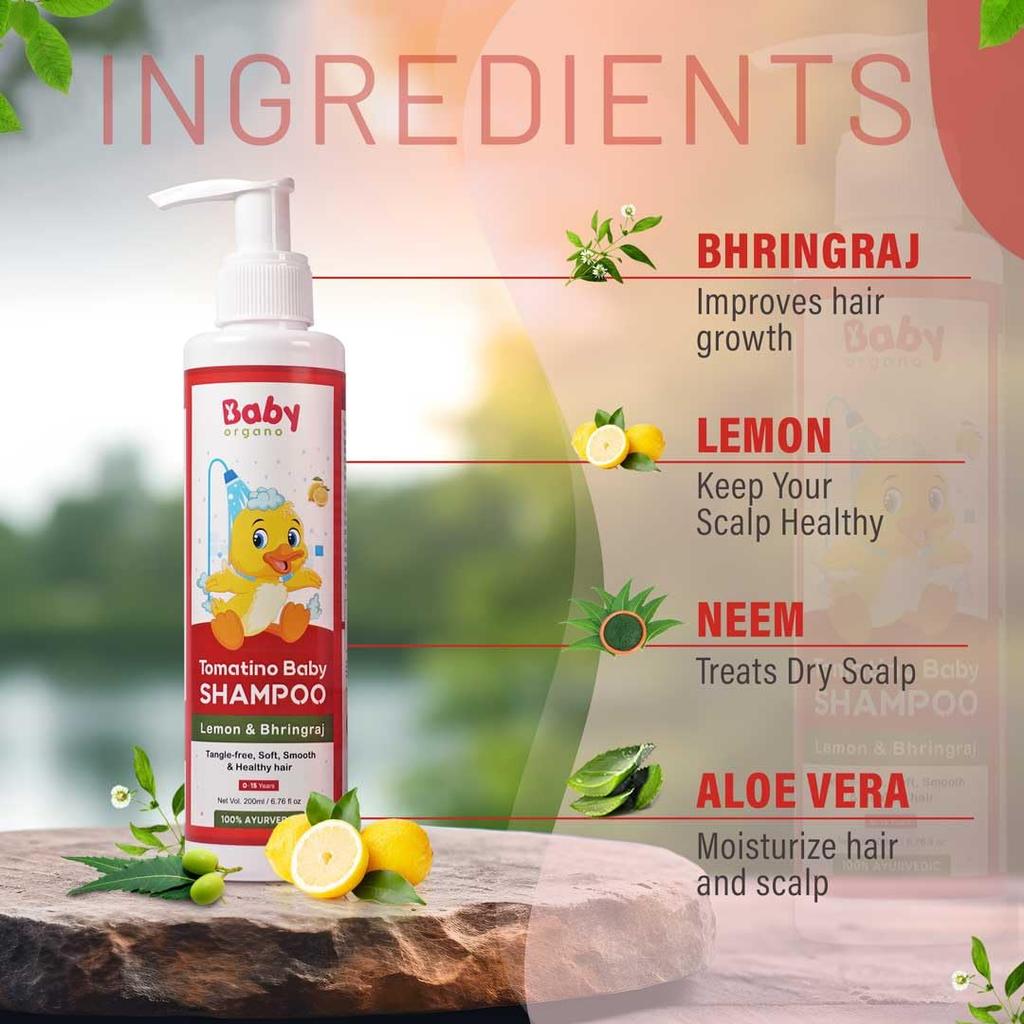 Babyorgano Аюрведический детский гель для душа, шампунь и лосьон в комплекте (200 мл каждый), Питательные натуральные ингредиенты для чувствительной кожи