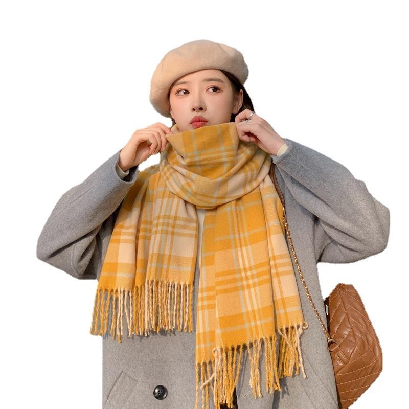 Exquisite New British College Style Imitation Cashmere Plaid Tassel Scarf Japanese and Korean Striped Lady Couple Scarf