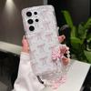 Розовый Бант Цепочка Чехол Для Телефона Для Samsung Galaxy S25 FE S24 S23 S22 Ultra Plus FE A56 A55 A16 A06 A17 A53 5G чехол Прозрачный Мягкий