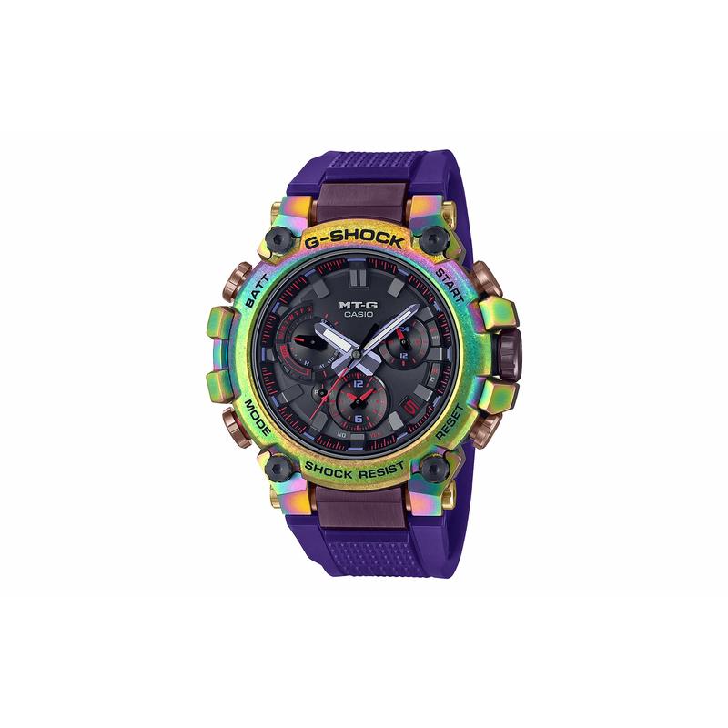 CASIO MT-G Series Aurora Waterproof Bluetooth Solar Movement Resin Strap Men's Watch Black Dial MTG-B3000PRB-1APR