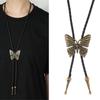 Vintage Adjustable Leather Cord Bolo Tie With Alloy Butterfly Pendant Jewelry Necklace For Western Fashion Enthusiasts