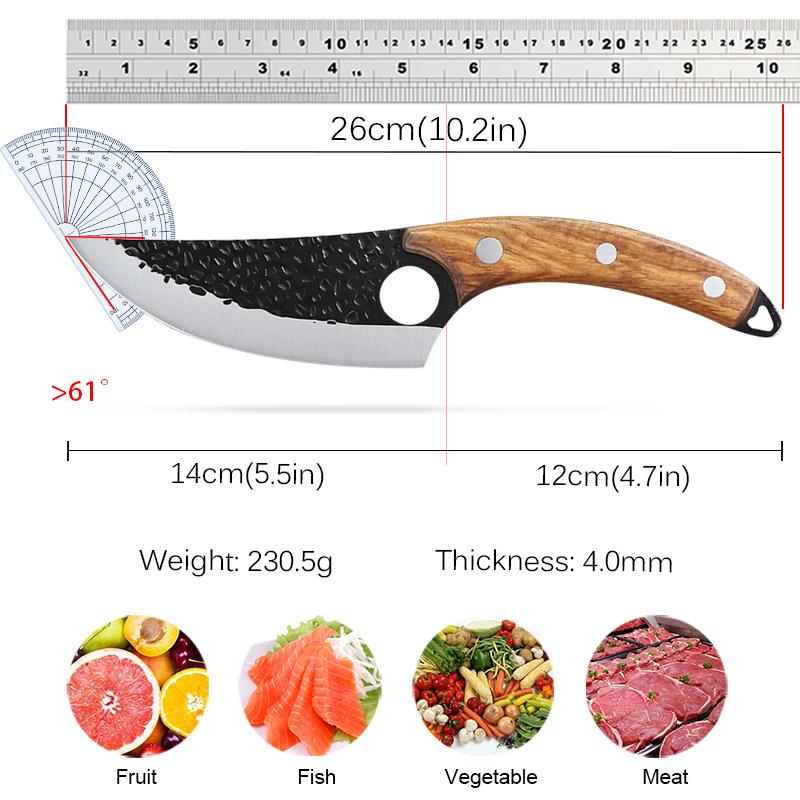 Sharp Chef Meat Cleaver Buther Boning Knife Stainless Steel Beef Knife Fish Fruit Wooden Handle Utility Knife Kitchen Knives