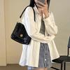 2026 new one-shoulder underarm bag, first-layer cowhide hand-scratched women's niche high-end pleated retro tote bag