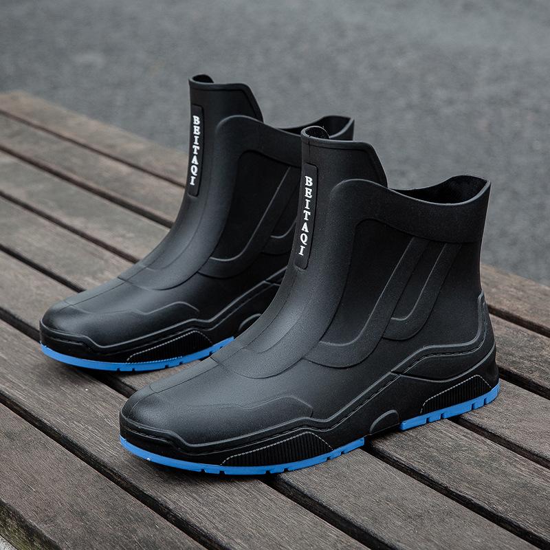 Men's Rain Boots Waterproof Shoes Fishing Husband Galoshes Man Garden Rubber Boot Indoor Kitchen Work Rain Boots Car Wash Boots