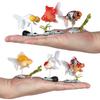 Simulated Goldfish Figurine with Base Realistic Mini Fake Fish Statue Sculpture Plastic Ornament Fish Tank Aquarium Decoration