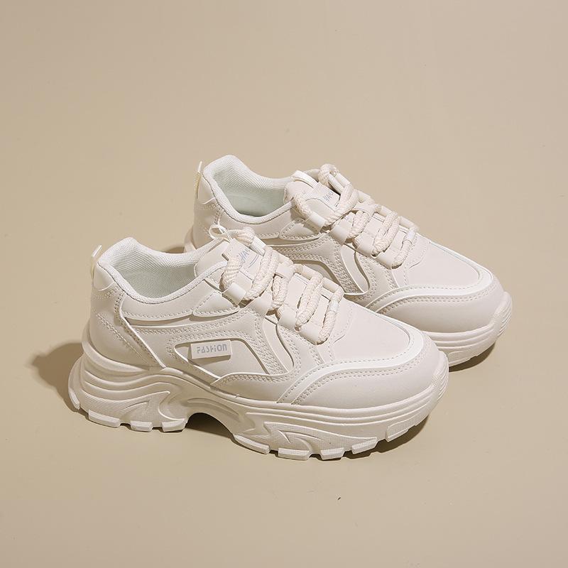 Инс корейская версия кожаные низкие кроссовки папины кроссовки девушка 2025 осень новинка дышащие студенческие спортивные увеличивающие рост досуг 8821