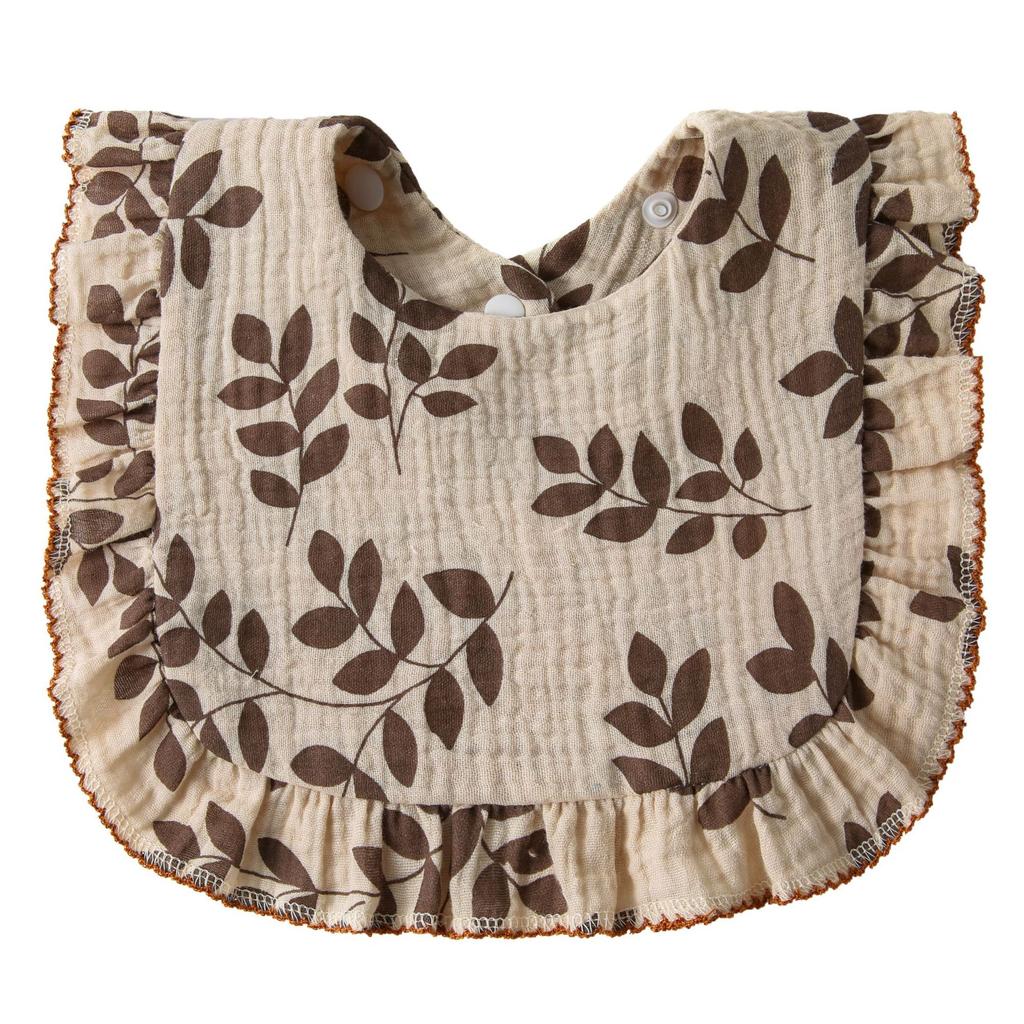 Baby Bibs Organic Cotton Muslin Scarf Burp Cloths Ruffle Floral Gauze Water Absorb Bandana for Newborn Accessories Feeding Kids