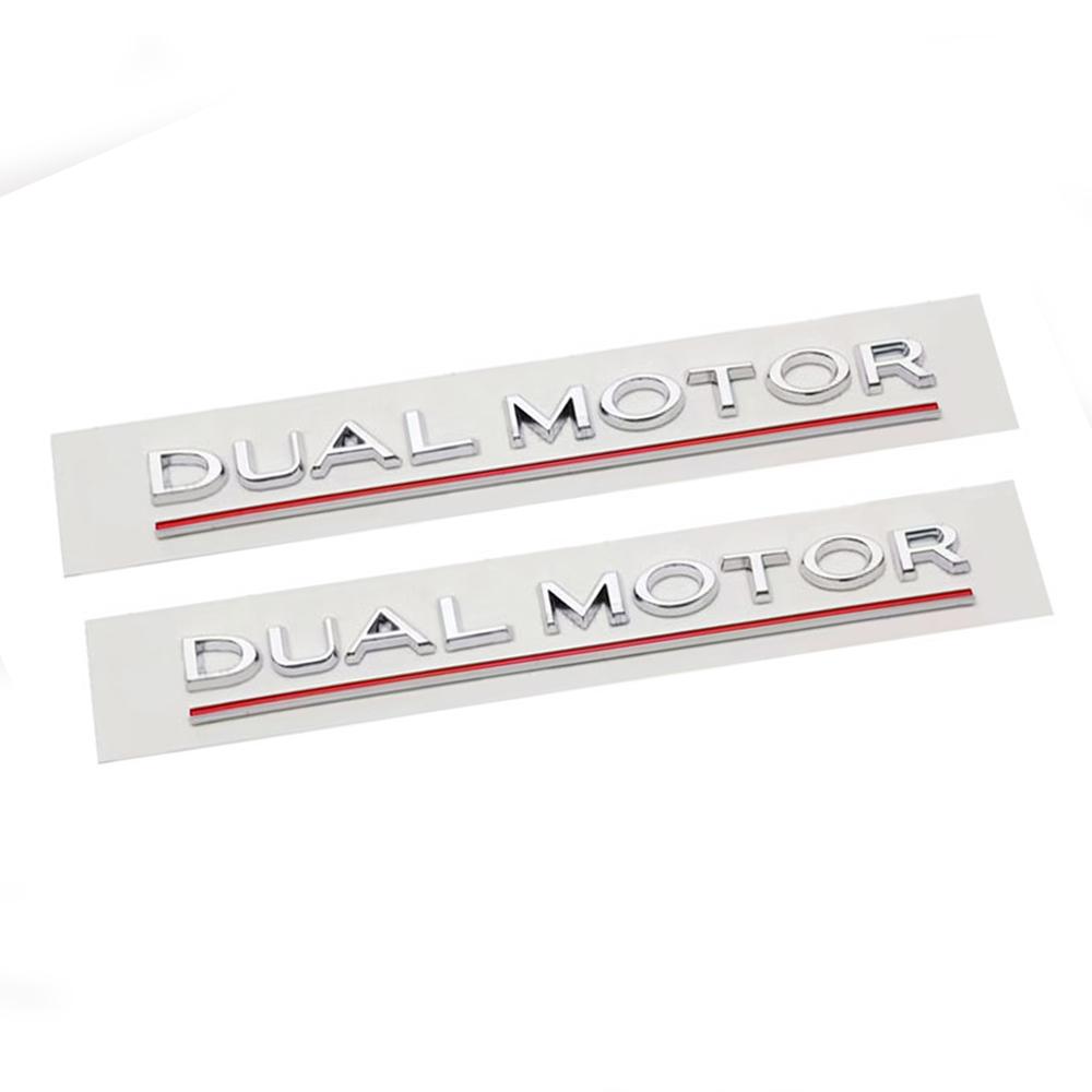 1X Car Letter Sticker Modification Sign Decal Dual Engine ABS Decorate Badge Emblem Auto Accessories For Tesla 3 And X S SP85D