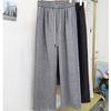 Petite Fleece-Lined Slimming Straight-Leg Pants for Women - Autumn/Winter Elastic Waist Casual Versatile Style