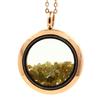 Stones and Minerals. Raw Green Yellow Diamond Necklace. 30 Mm Medallion Model. Color Rose Gold.