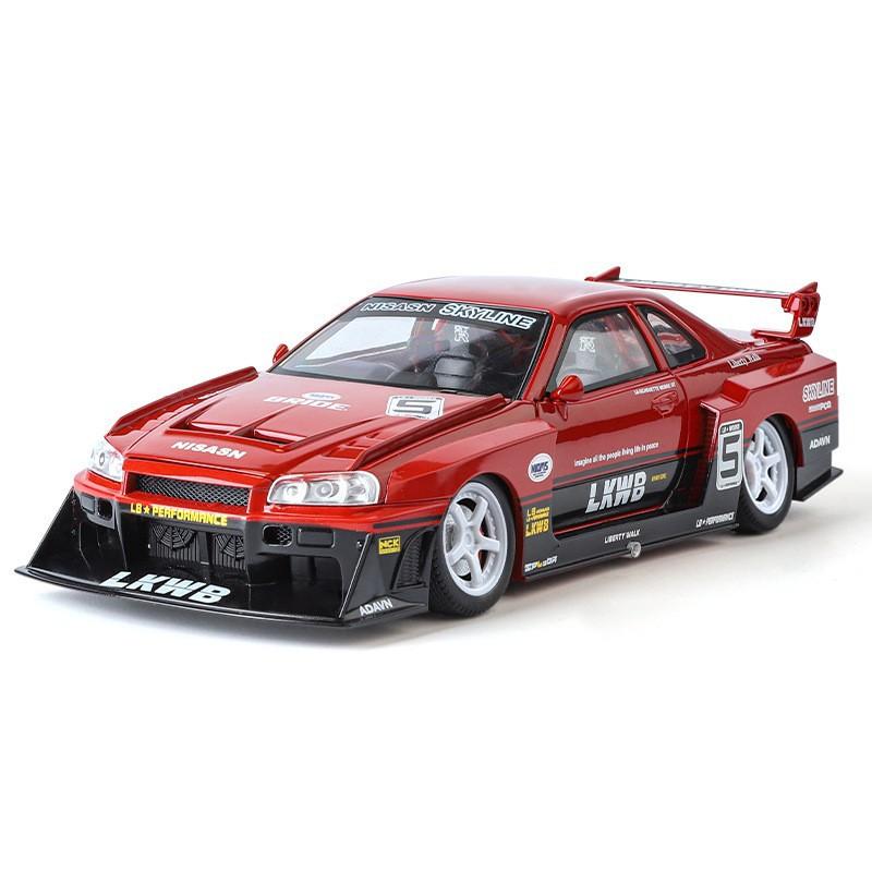 1/24 Nissan Skyline GTR-R34 S15 гоночный автомобиль из легкого сплава, модифицированные транспортные средства, литая металлическая модель автомобиля, звуковая и световая детская игрушка в подарок C354