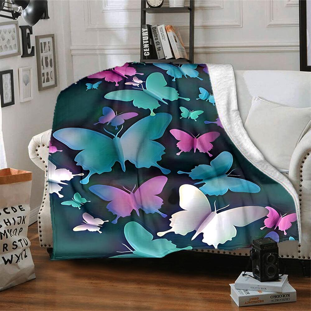 1pc Butterfly Print Blanket Warm,Perfect for Camping And Travel, Making It a Great Gift for Any Season yy250904167