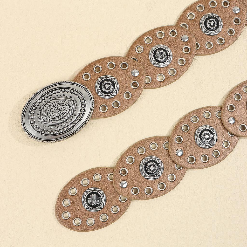 Женский ретро-платье с овальным поясом-люверсами в стиле пустоши