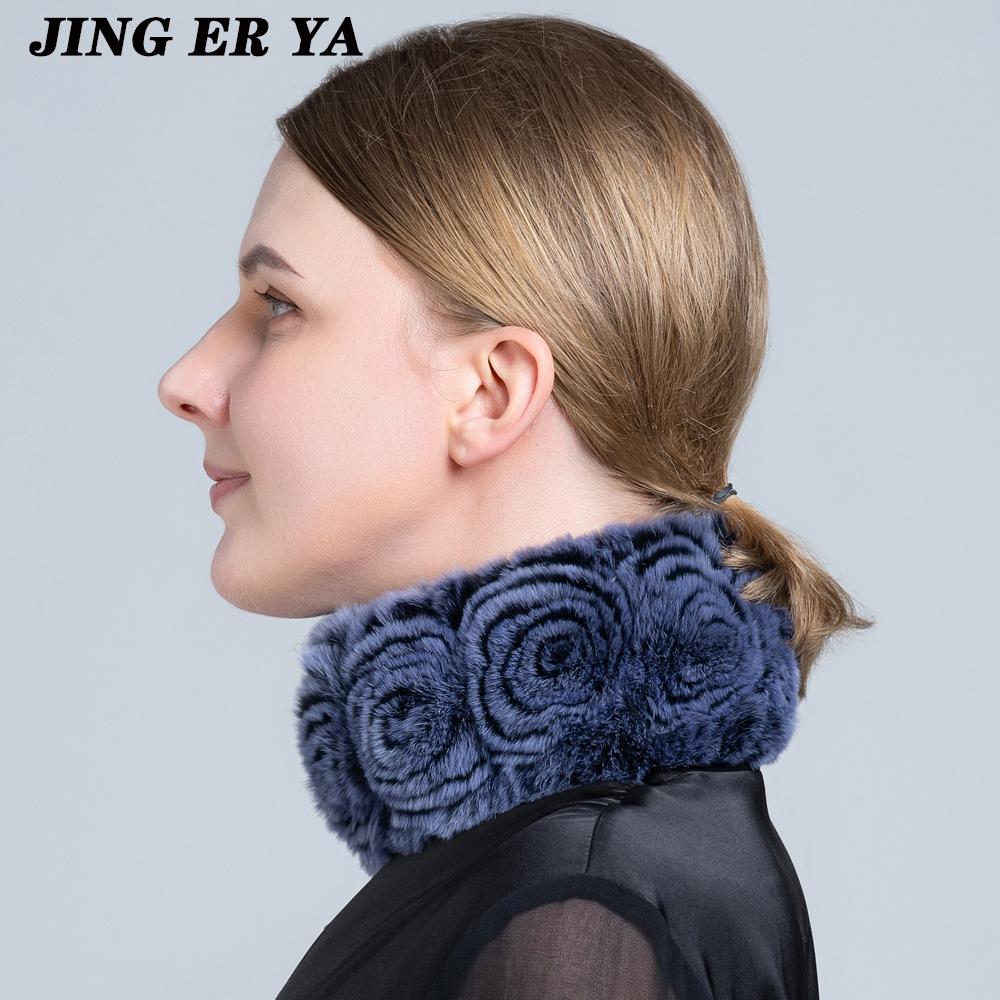 JINGERYA женский натуральный мех ручной работы эластичный меховой шарф вязать из натурального меха кролика рекс повязки на голову для девочек натуральный мех кольцо капюшон снуд шарфы зимние