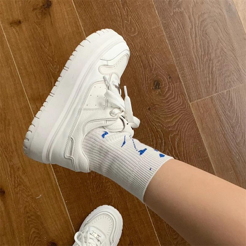 Versatile Little White Shoes Women's 2025 Spring New Thick-soled Heightening Board Shoes Sports and Leisure Shoes Single Shoes Children