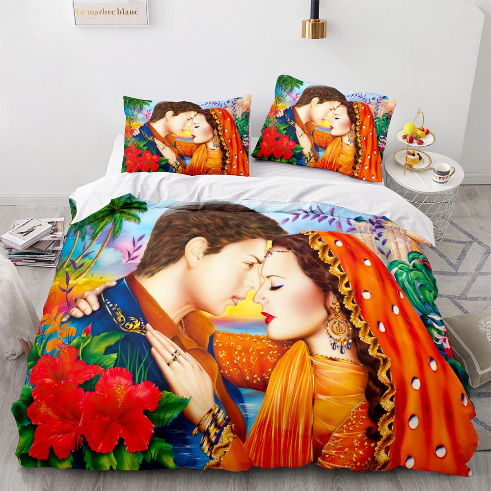 Love Duvet Cover Queen Heart Shaped Bedding Sets White Romance Polyester Comforter Cover for Women Men Boys Girls Teen King Size