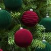 12 Pcs Velvet Balls Christmas Tree Ornament Christmas Balls Flocking Shatterproof Plastic Hanging Baubles Decoration