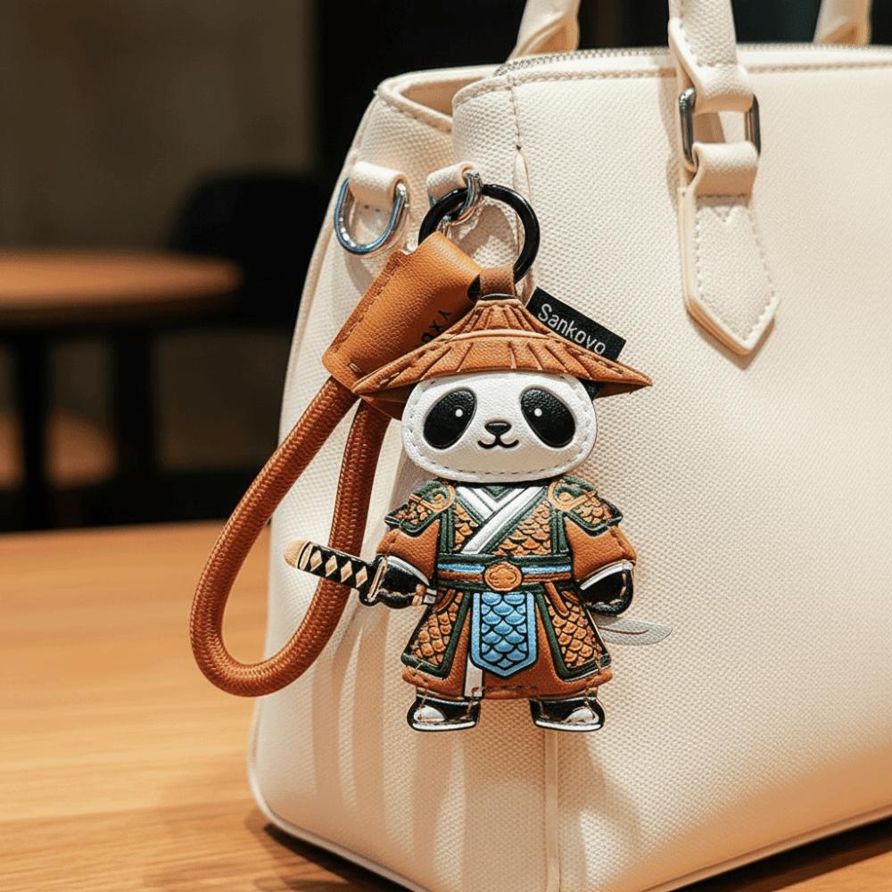 DIY Pu Leather Keychain Hanger Car Keyring Cute Panda Pendant Men