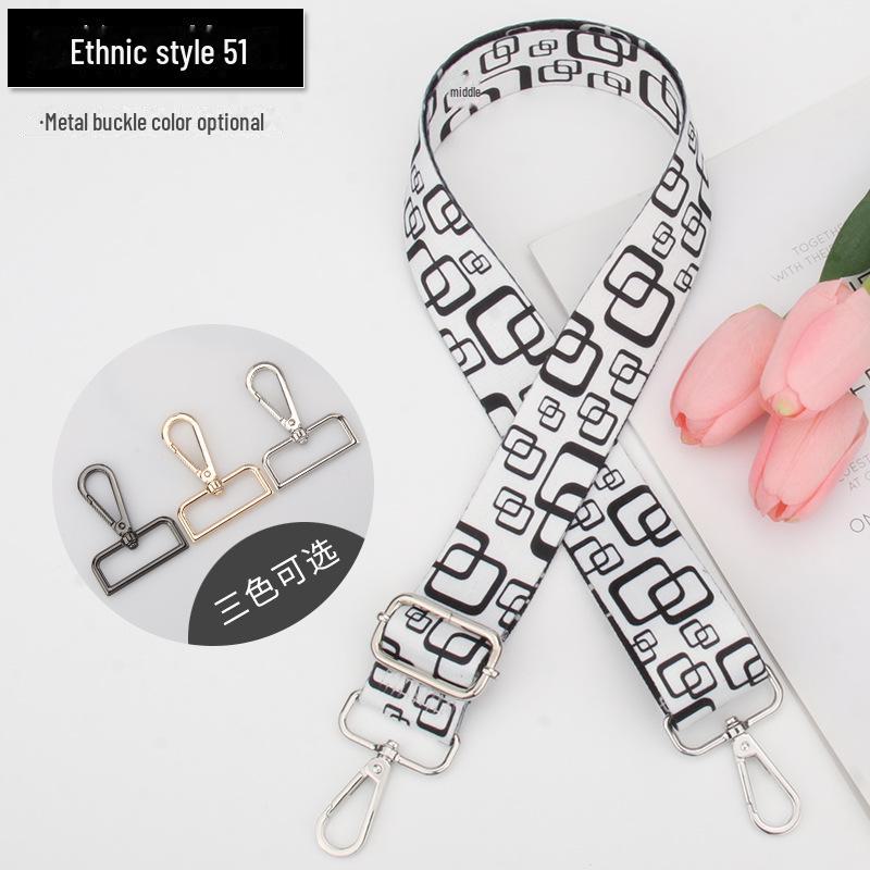 Регулируемый плечевой ремень с этническим принтом для женской сумки - многоцветный аксессуар