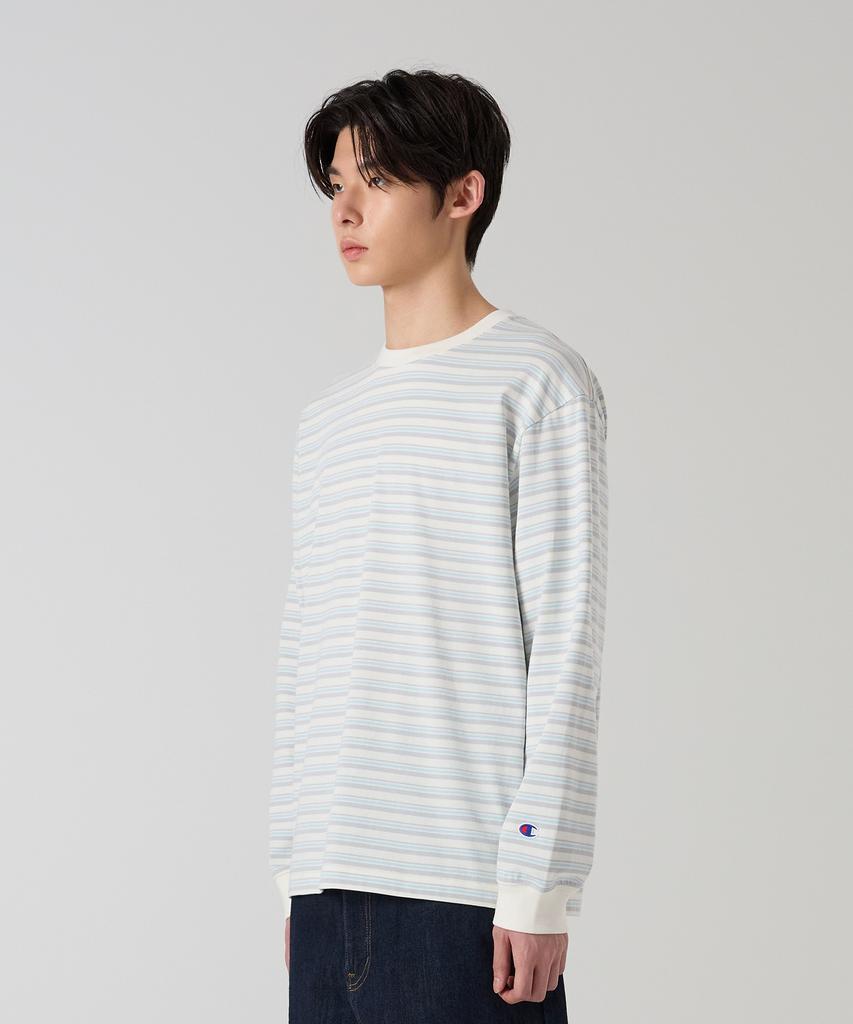 CHAMPION Loose Fit Striped Long Sleeve T-Shirt Ecru