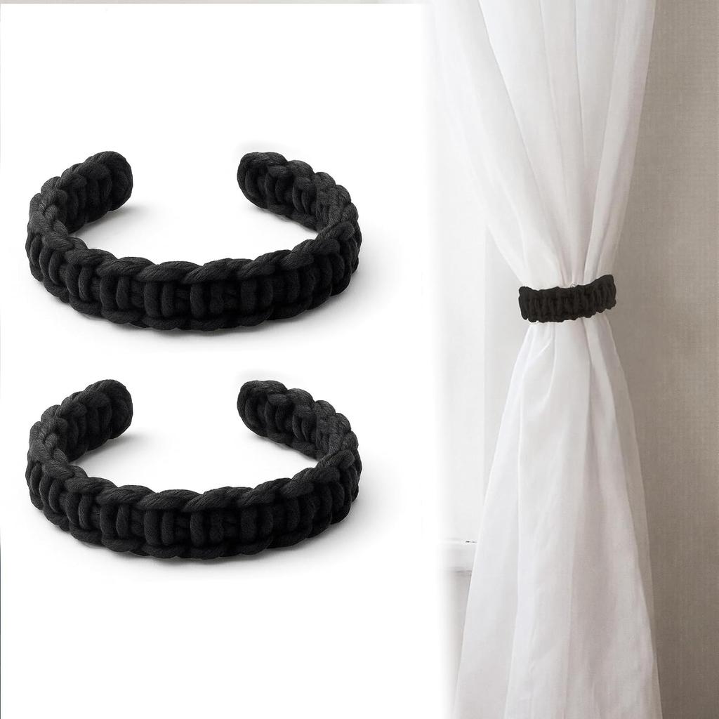2 Pcak Vintage Braided Curtain Tiebacks, Elegant Rustic Curtain Holdbacks, Burlap Tie Backs for Curta Sheer/Lightweight Drape Home Office Window