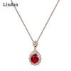 Кулон каплевидной формы с красным камнем на цепочке, ожерелье, подвеска от Lindon