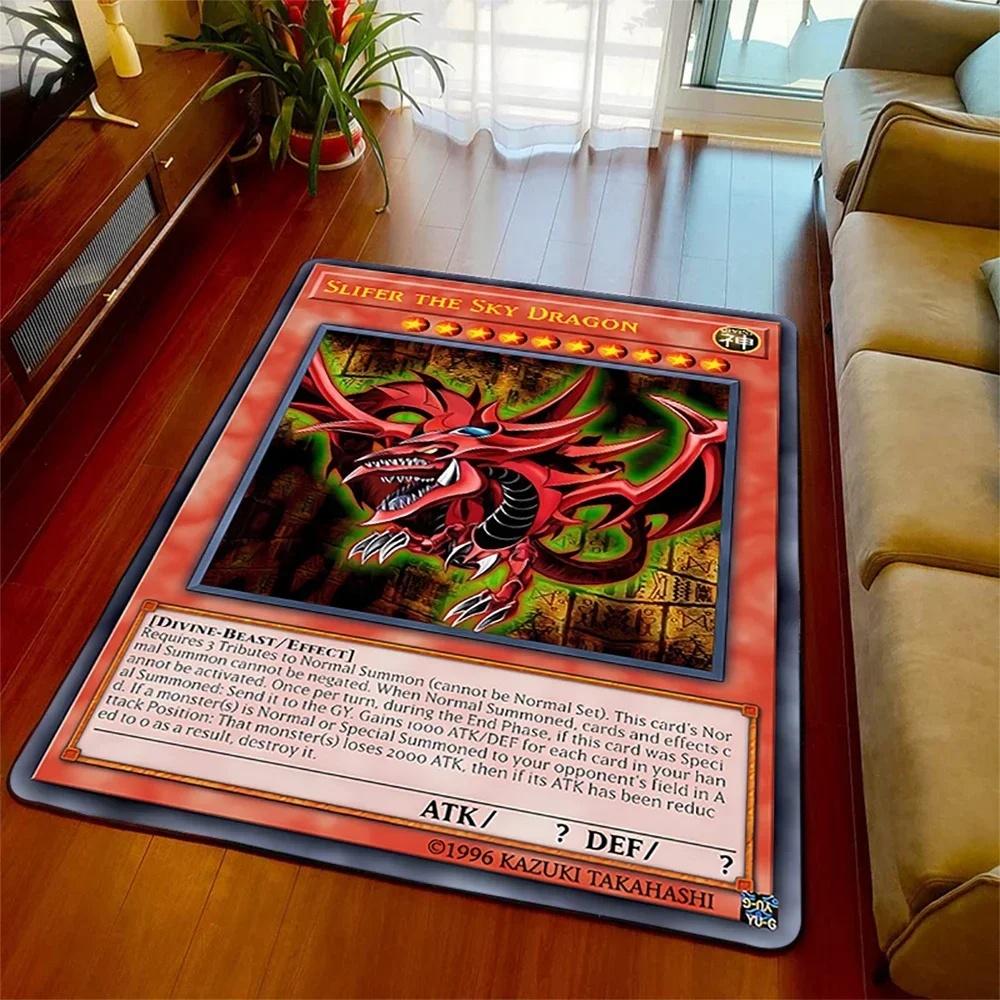 Yu-Gi-Oh Blue Eyes White Dragon Anime Carpet Cartoon Floor Mat for Living Room and Bedroom Decorative Area Rug Perfect Gift