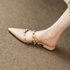 Popular Small Fragrant Wind Rivet High Heels Women's Fashion Pointed Thick Heel Cool Slippers Spring and Summer 2025 New
