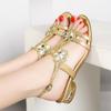 Fashion Summer New Crystal Sandals Women's Open Toe Thick Heel Fashion Versatile Rhinestones Diamond Inlaid High-grade Beach Shoes