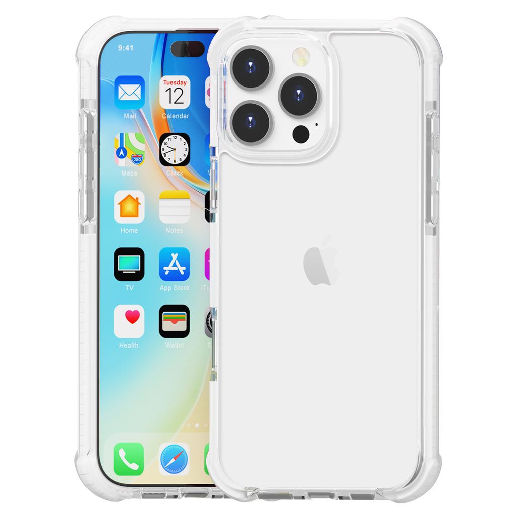 For iPhone 16 Pro Max Clear Mobile Phone Case Shockproof TPU+TPE+PC Phone Cover