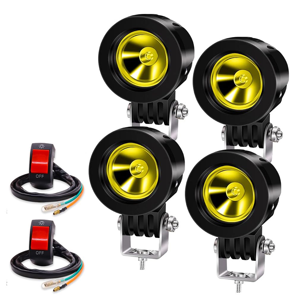 Мотоциклетный противотуманный желтый светодиодный вспомогательный рабочий свет, рабочий свет, дальний свет, фары, 10 Вт, узкий, с набором из 4 ламп X-STYLE, для экстерьера автомобиля,